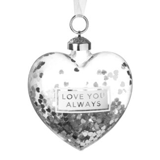 Love You Always Heart Glass Bauble
