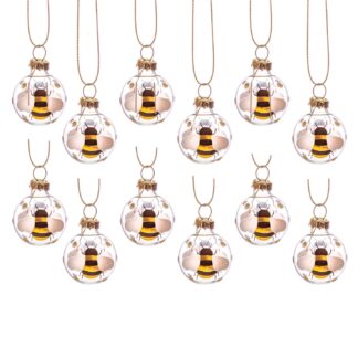 Bee Bauble Single glass Christmas tree decoration